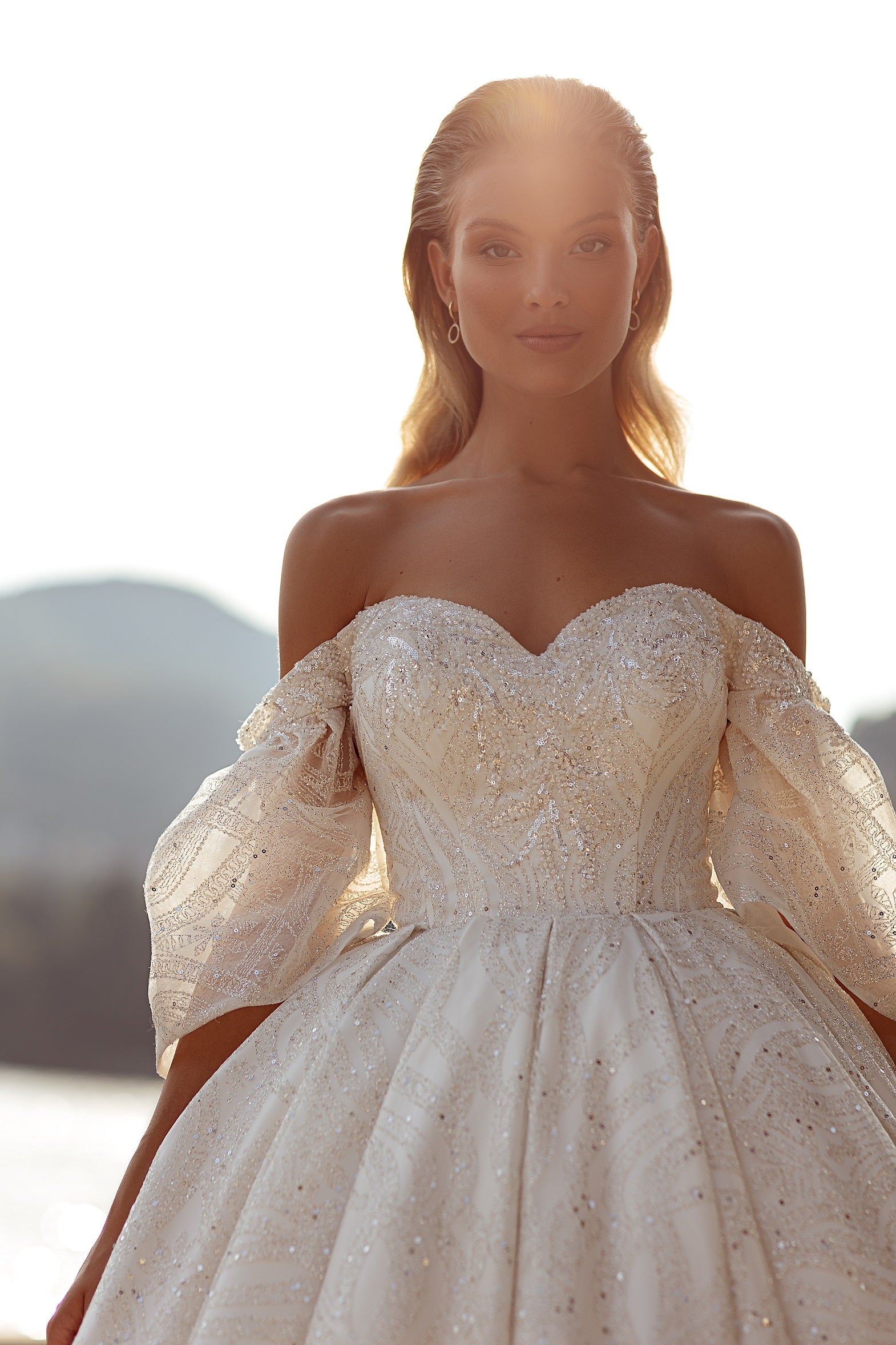 Robe de mariée Lady Di Bride 1010 – Robe princesse volumineuse scintillante avec manches bouffantes