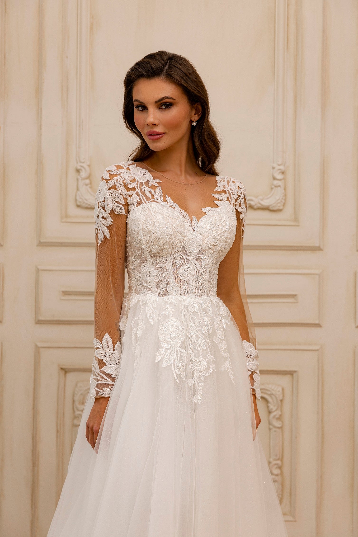 Robe de mariée Lady Di Bride 1240 – A-line élégante avec manches longues en dentelle