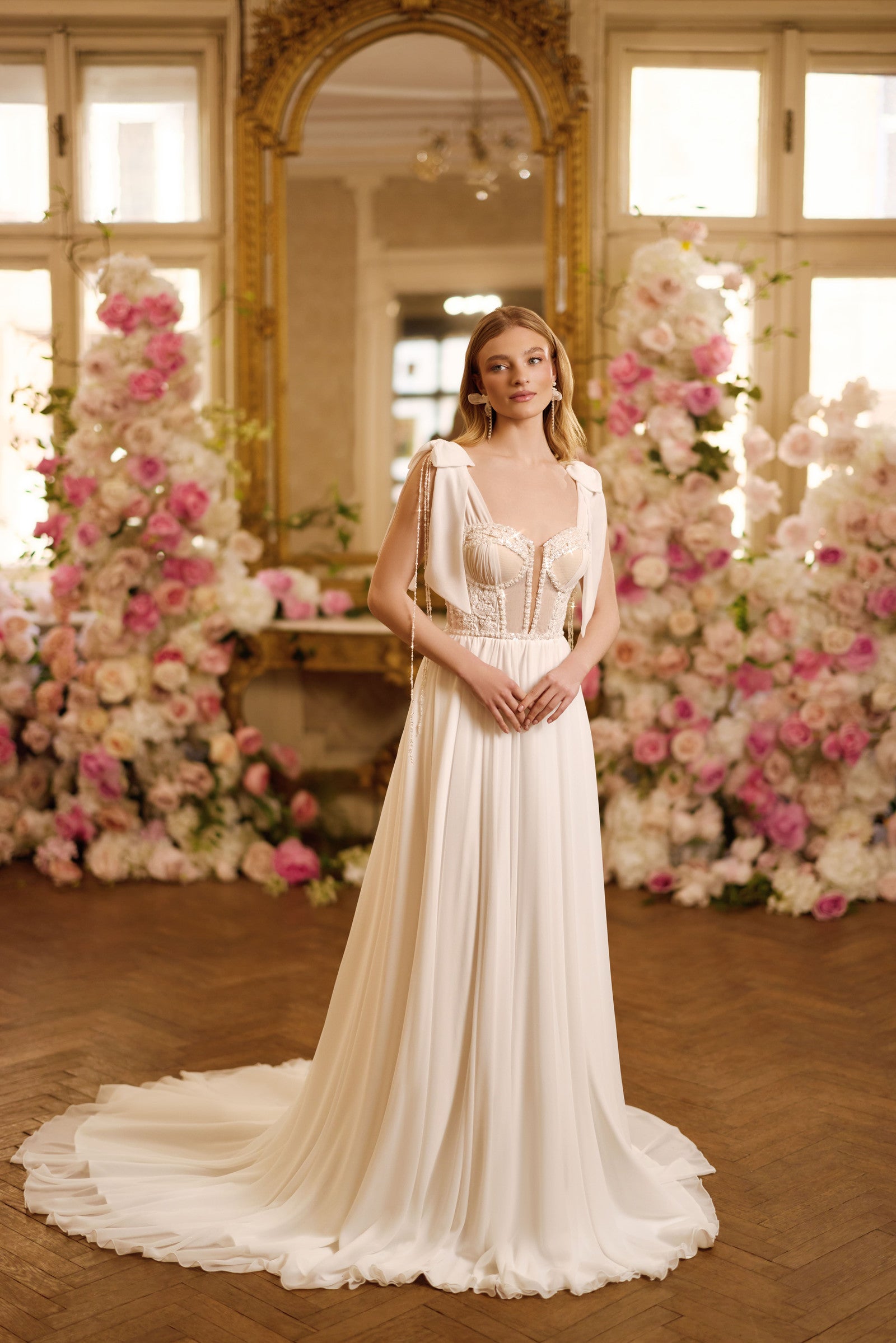 Robe de mariée Lady Di Bride 1627 – Corset transparent et jupe fluide en mousseline