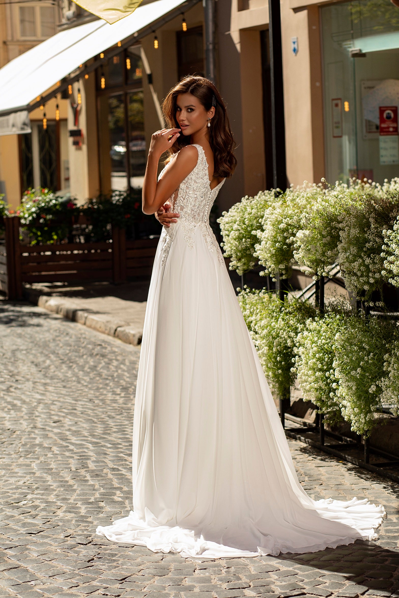 Robe de mariée Lady Di Bride 916 – Corsage en dentelle et jupe fluide en mousseline