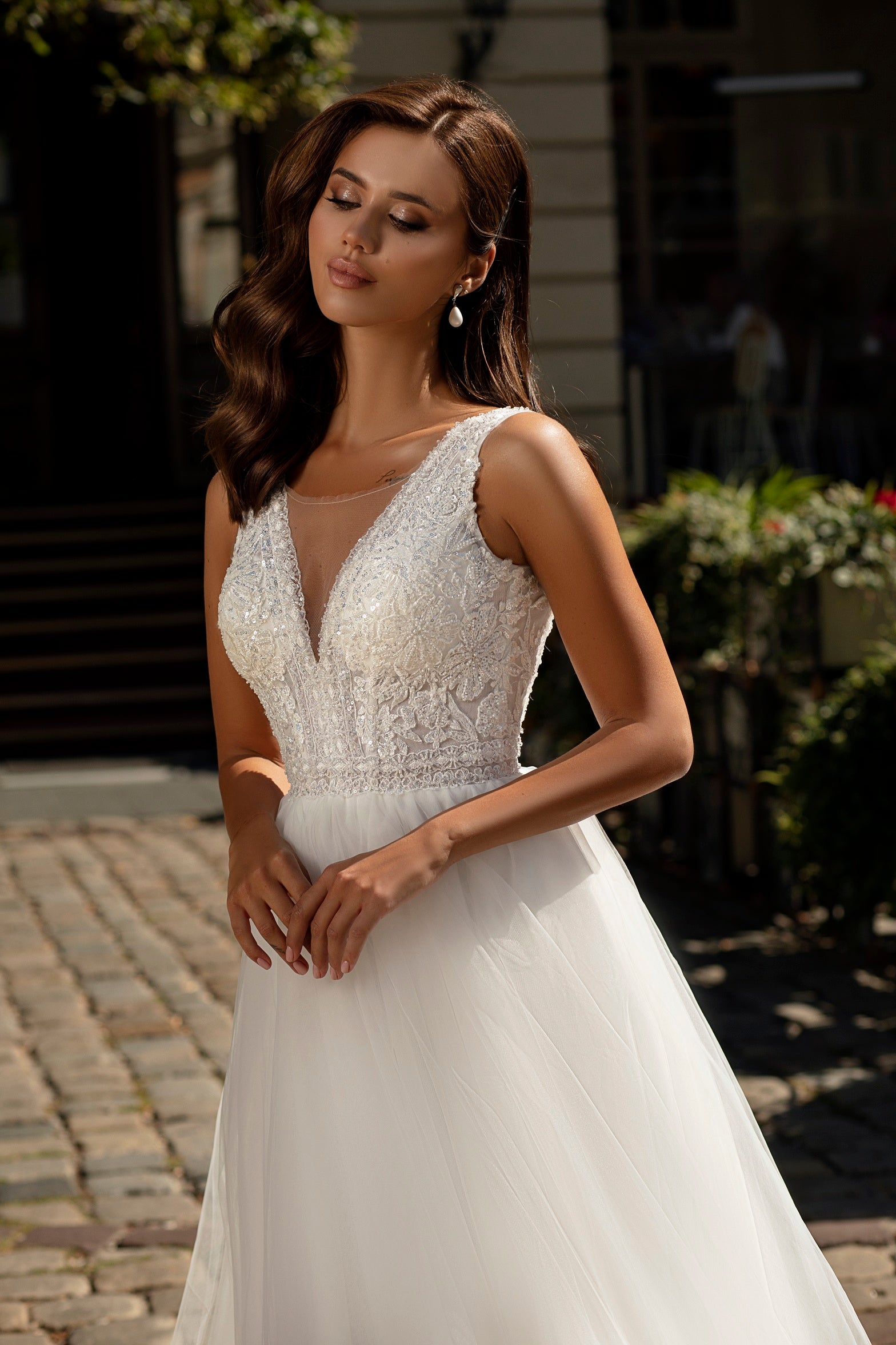 Robe de mariée Lady Di Bride 917 – Bustier en dentelle et jupe en tulle aérienne