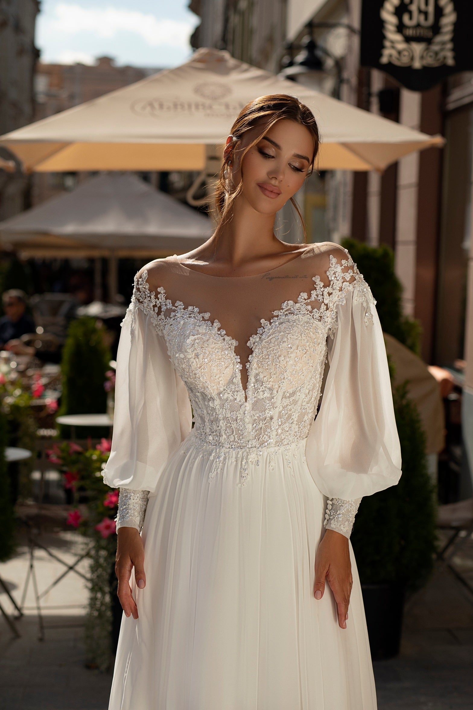 Robe de mariée Lady Di Bride 920 – Élégance bohème en mousseline et dentelle