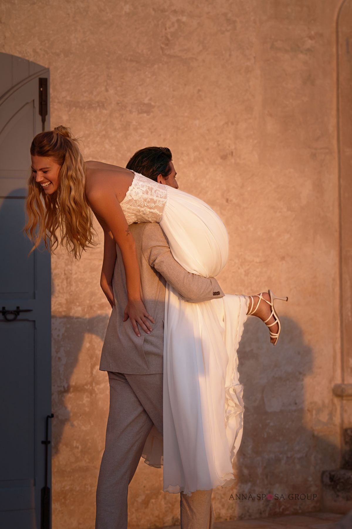 Robe de mariée Alonso – Mousseline avec dentelle florale & boléro amovible