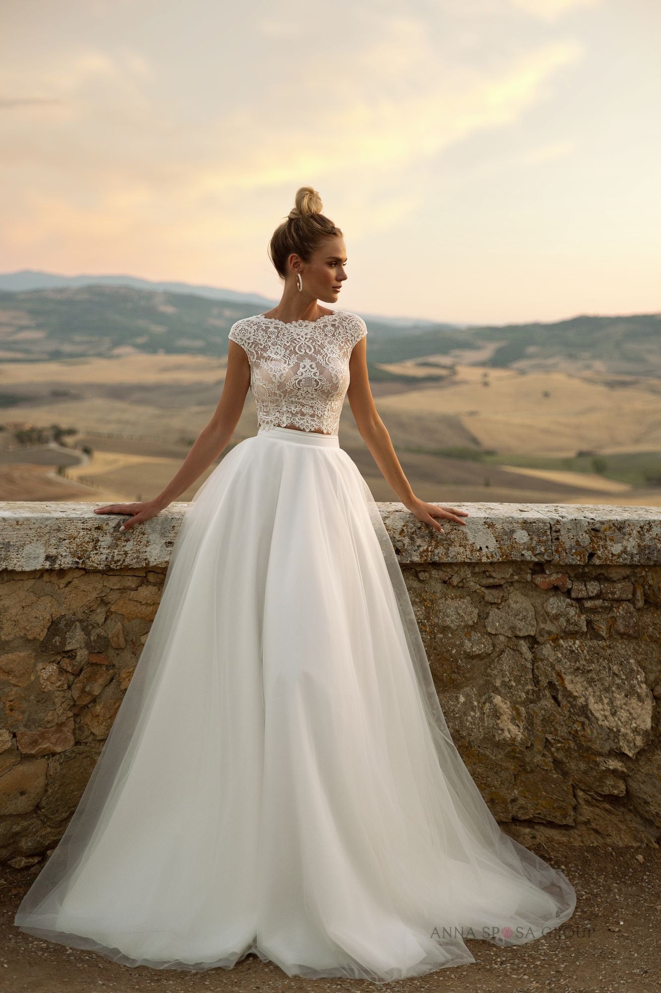 Robe de mariée La Petra Felissy – Ensemble deux pièces ivoire en dentelle et tulle aérien