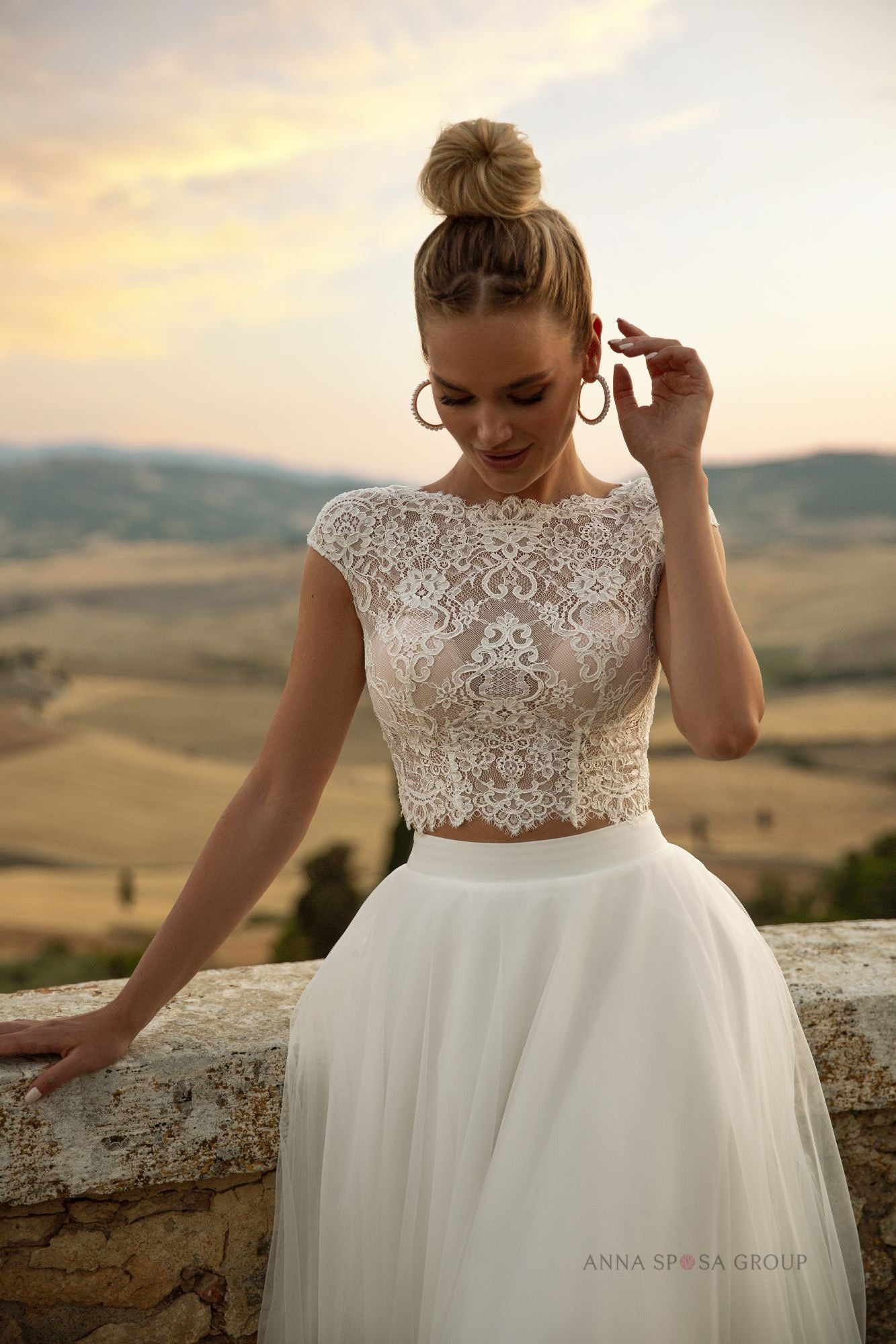 Robe de mariée La Petra Felissy – Ensemble deux pièces ivoire en dentelle et tulle aérien