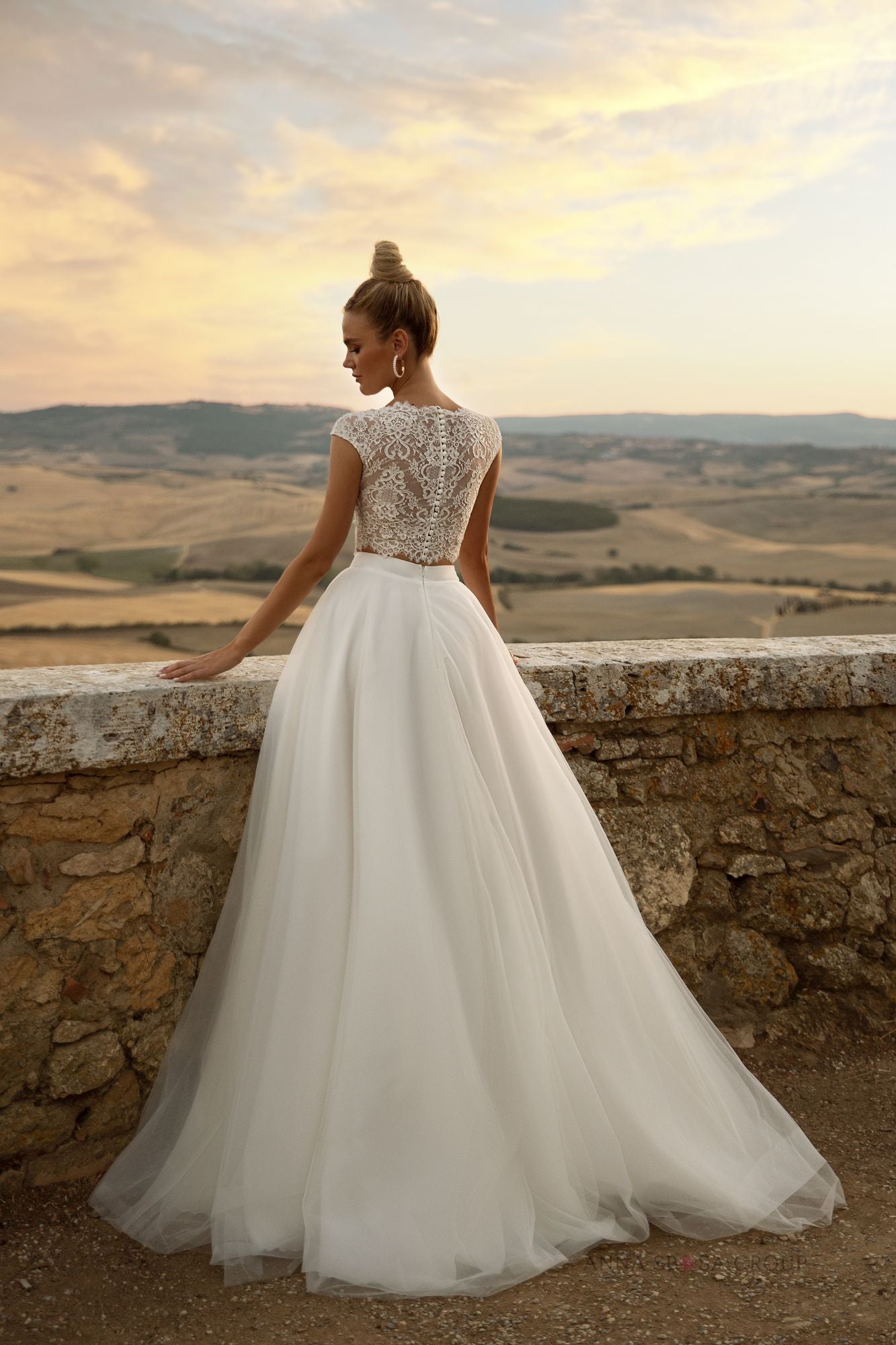 Robe de mariée La Petra Felissy – Ensemble deux pièces ivoire en dentelle et tulle aérien