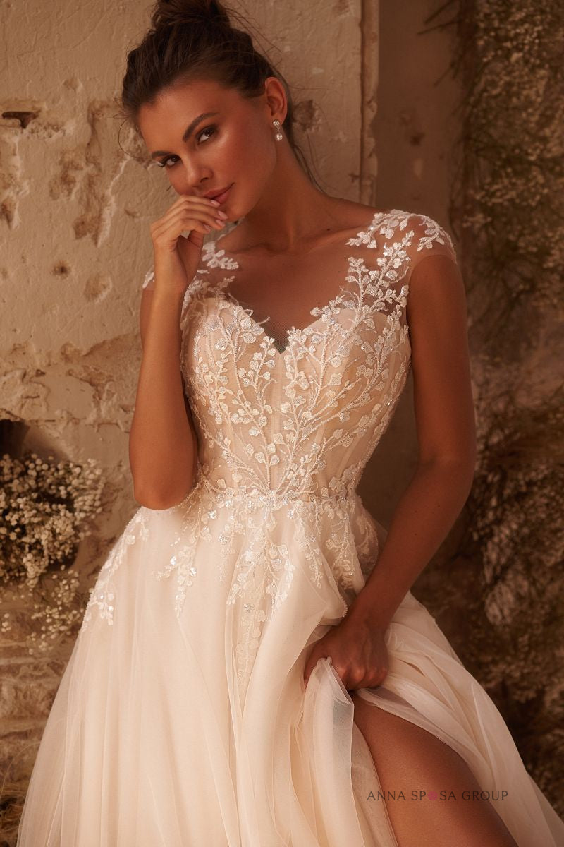 Hochzeitskleid aus Louisiana – Voluminöses Kleid aus besticktem Tüll