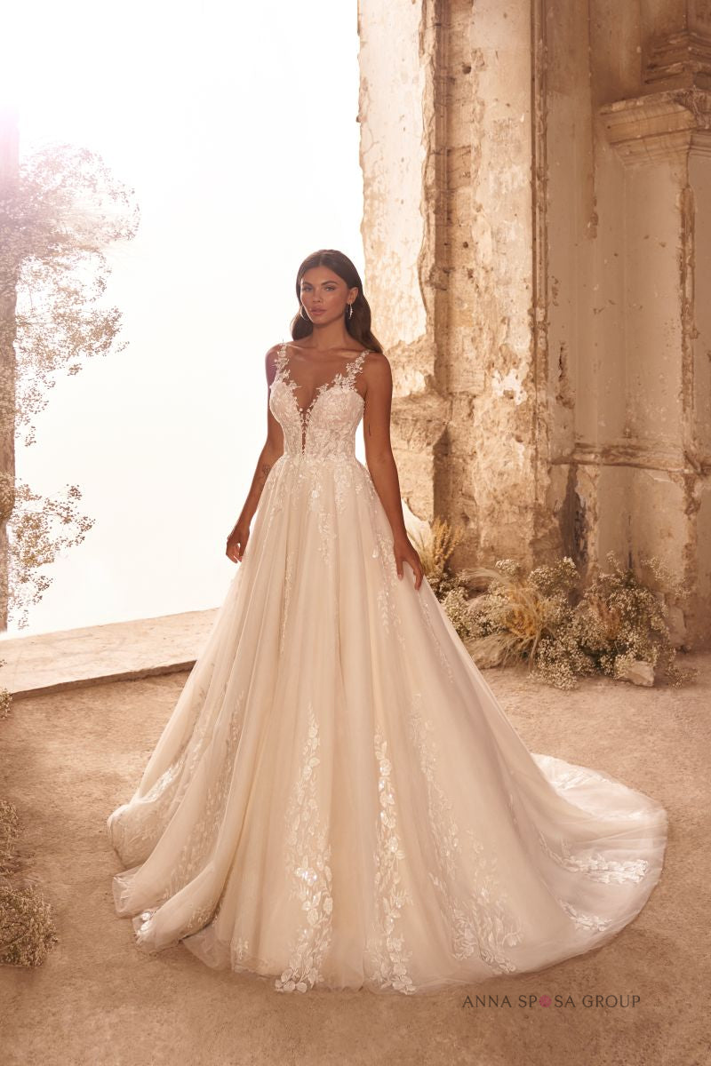 Robe de mariée Mable – Robe volumineuse romantique en tulle brodé