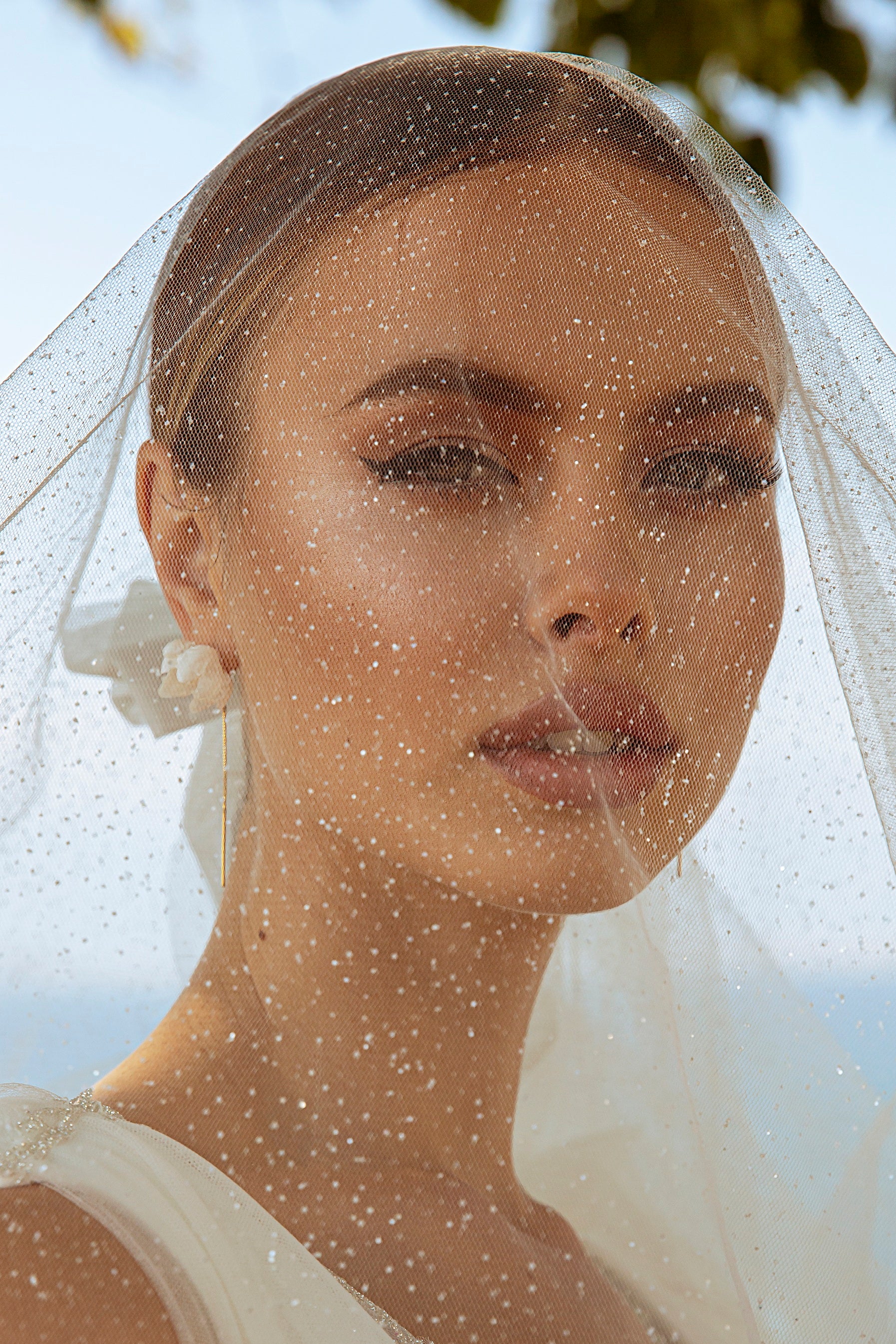 Robe de mariée Lady Di Bride 706 – Jupe princesse en tulle brillant et bretelles effet cape