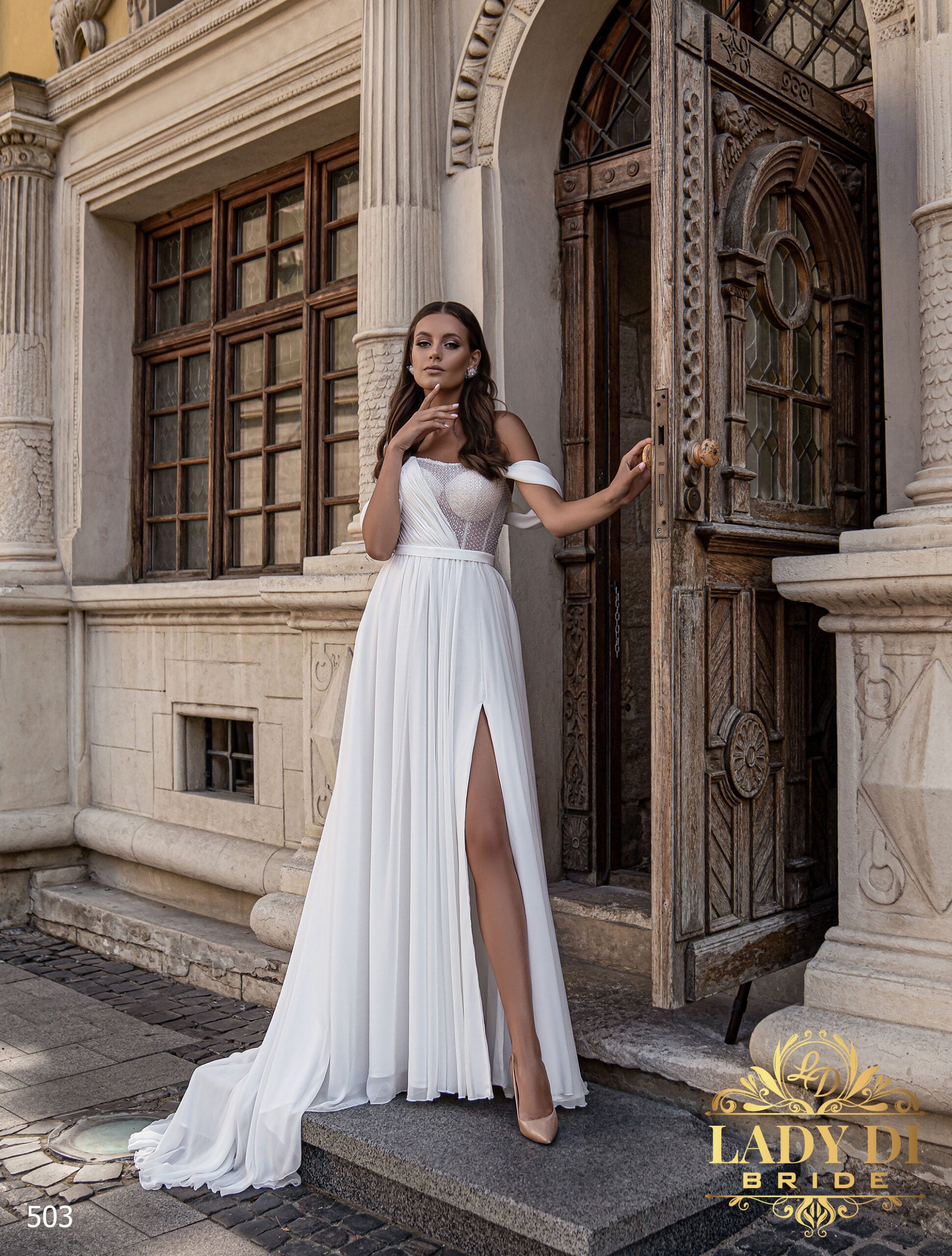 Robe de mariée bustier fendue – Lady Di 503