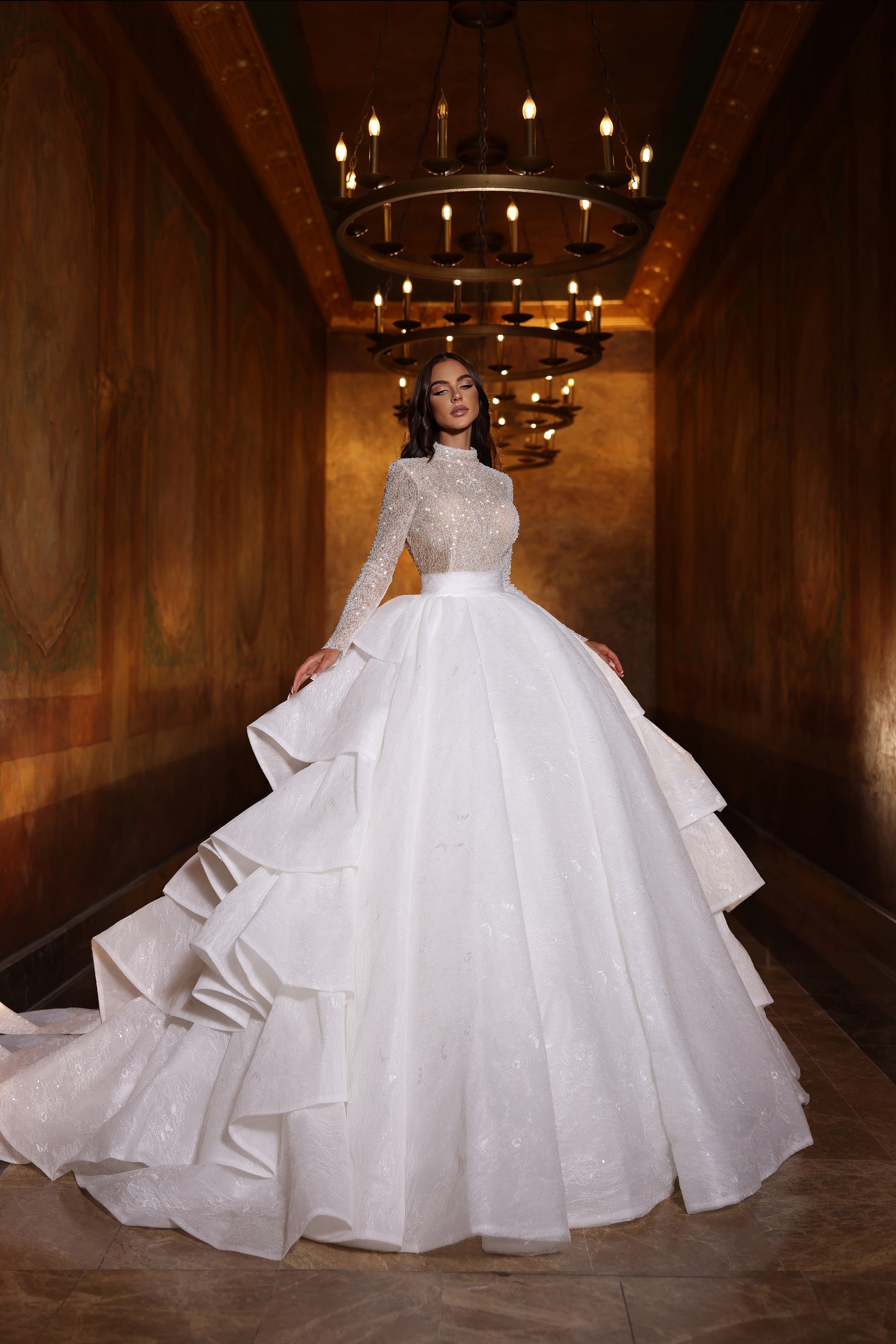 Robe de mariée Lady Di Bride 1113 – majestueuse 2 en 1 robe courte avec sur-jupe princesse amovible
