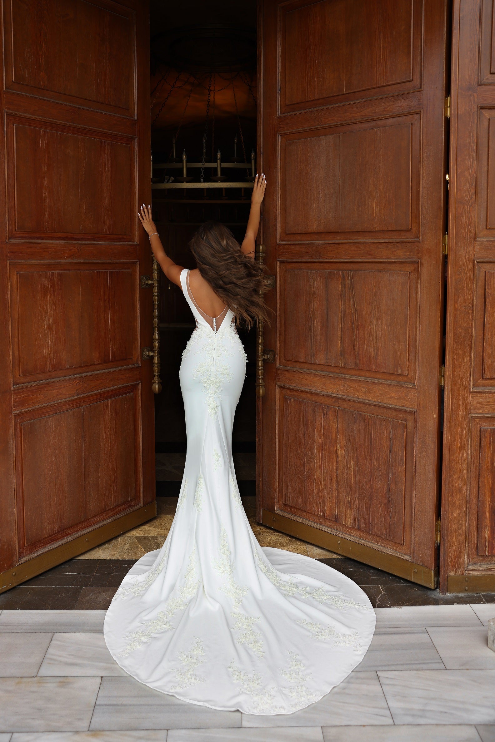 Robe de mariée 2en1 Lady Di Bride 1118 –  sirène moderne avec sur-jupe princess amovible dentelle floral