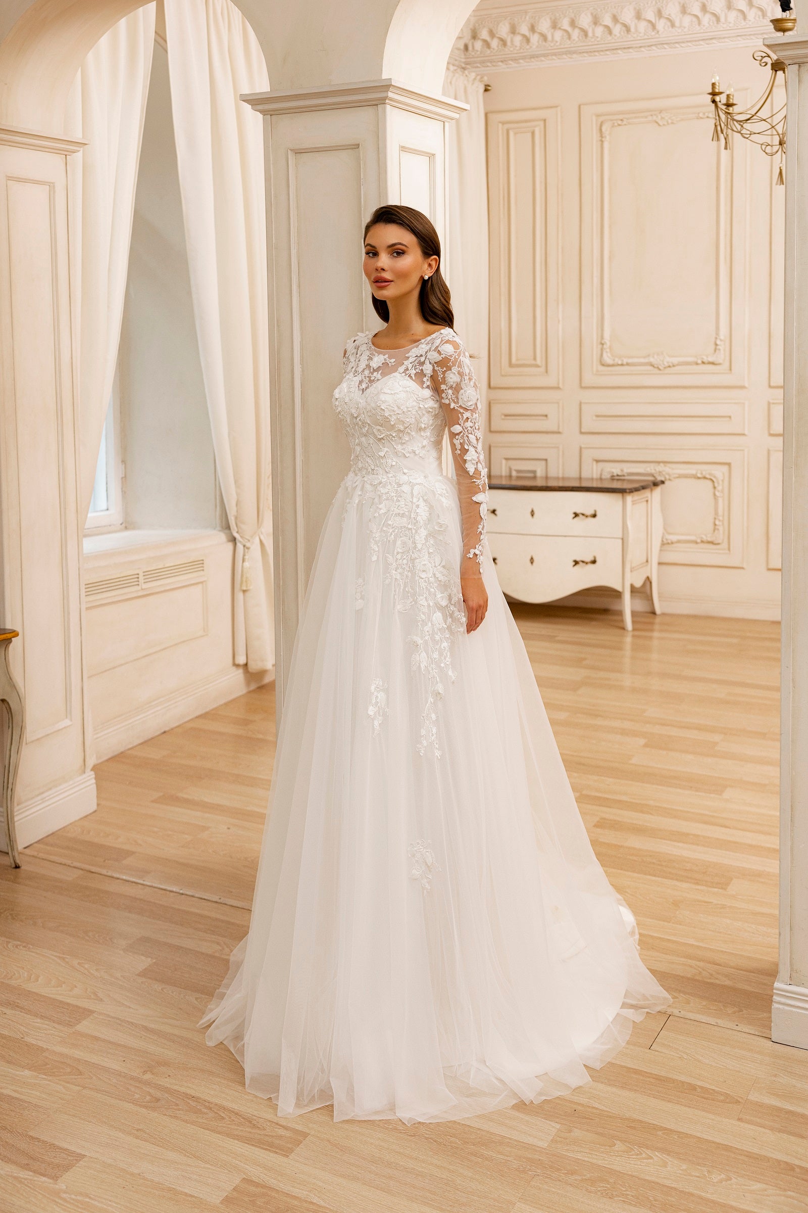 Robe de mariée Lady Di Bride 1223 – 2 en 1 satin sirène et princesse en tulle et dentelle