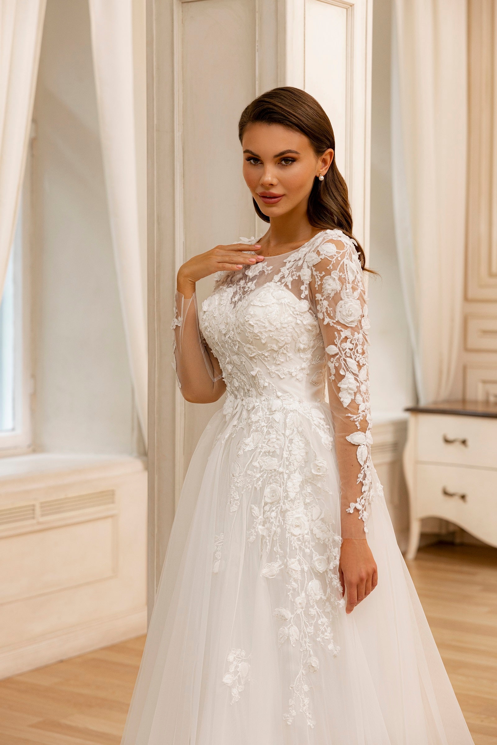 Robe de mariée Lady Di Bride 1223 – 2 en 1 satin sirène et princesse en tulle et dentelle