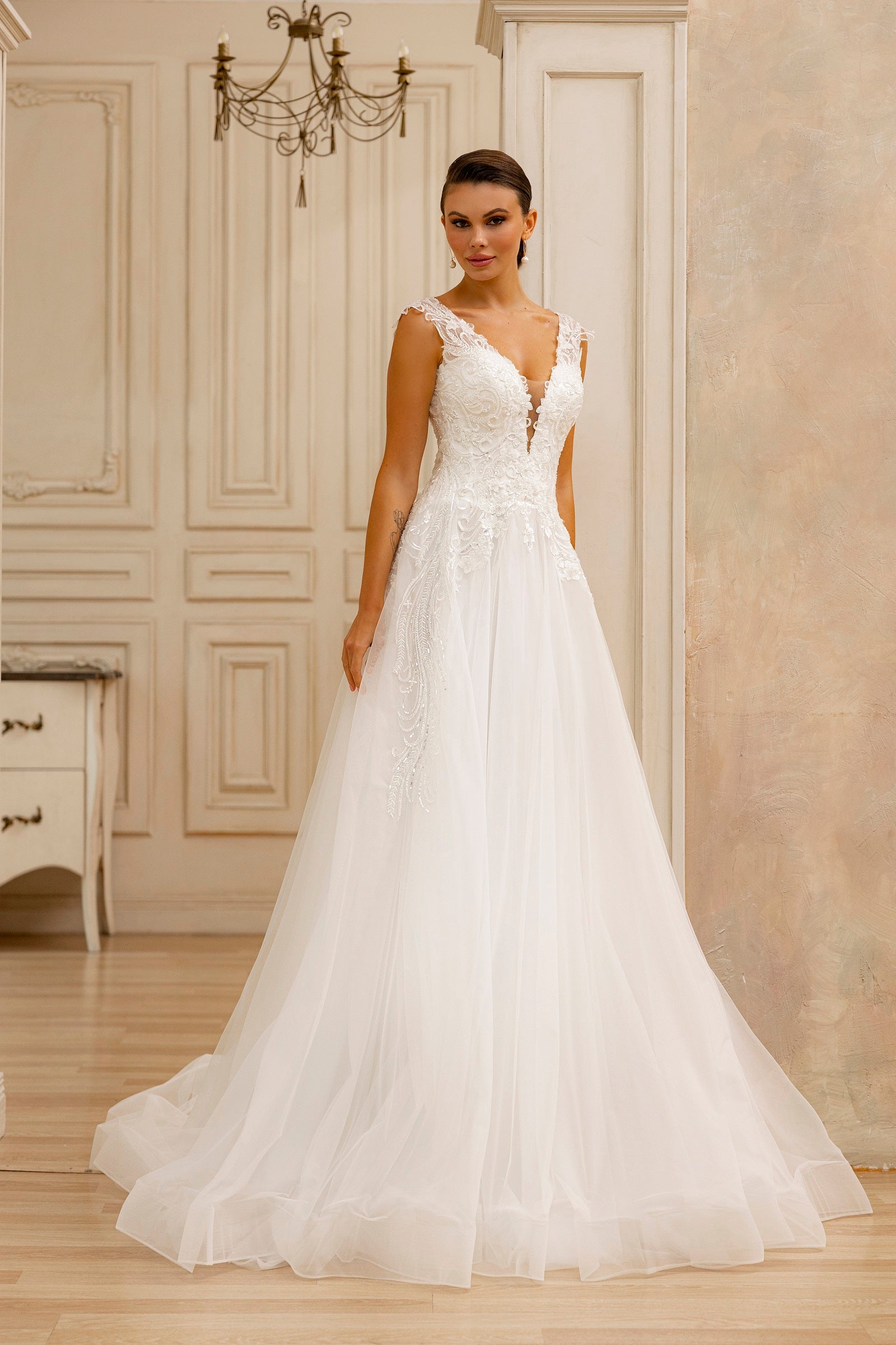 Robe de mariée Lady Di Bride 1233 – A-line en tulle, dentelle, laçage