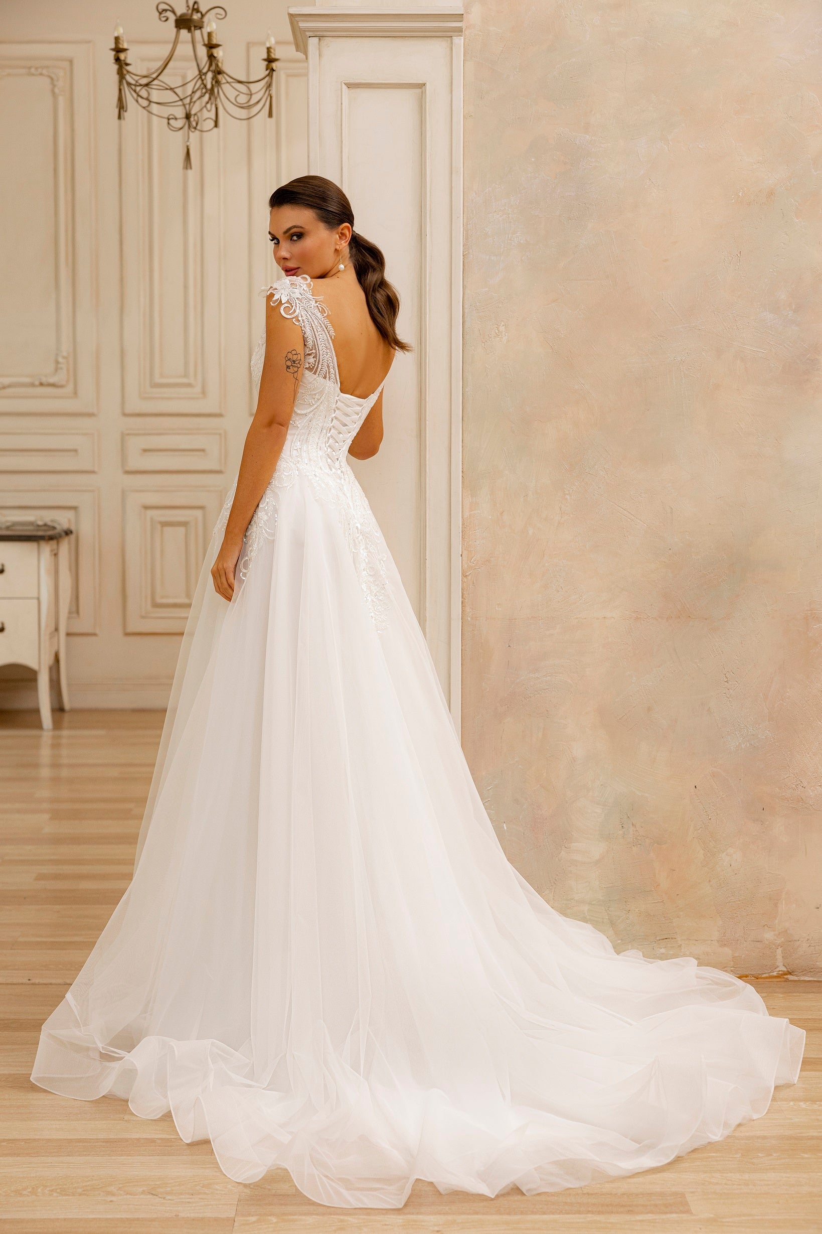 Robe de mariée Lady Di Bride 1233 – A-line en tulle, dentelle, laçage