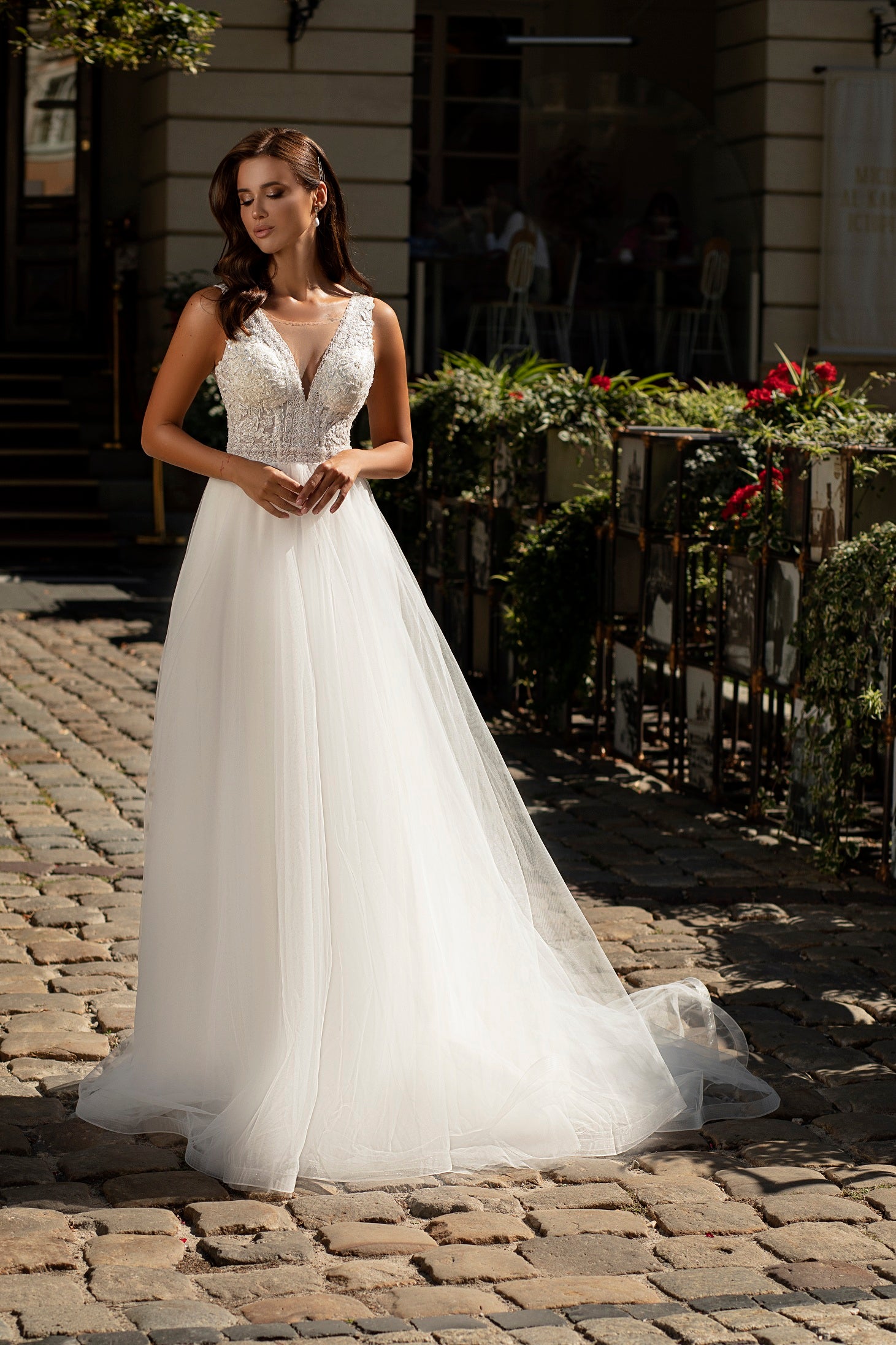 Robe de mariée Lady Di Bride 917 – Bustier en dentelle et jupe en tulle aérienne