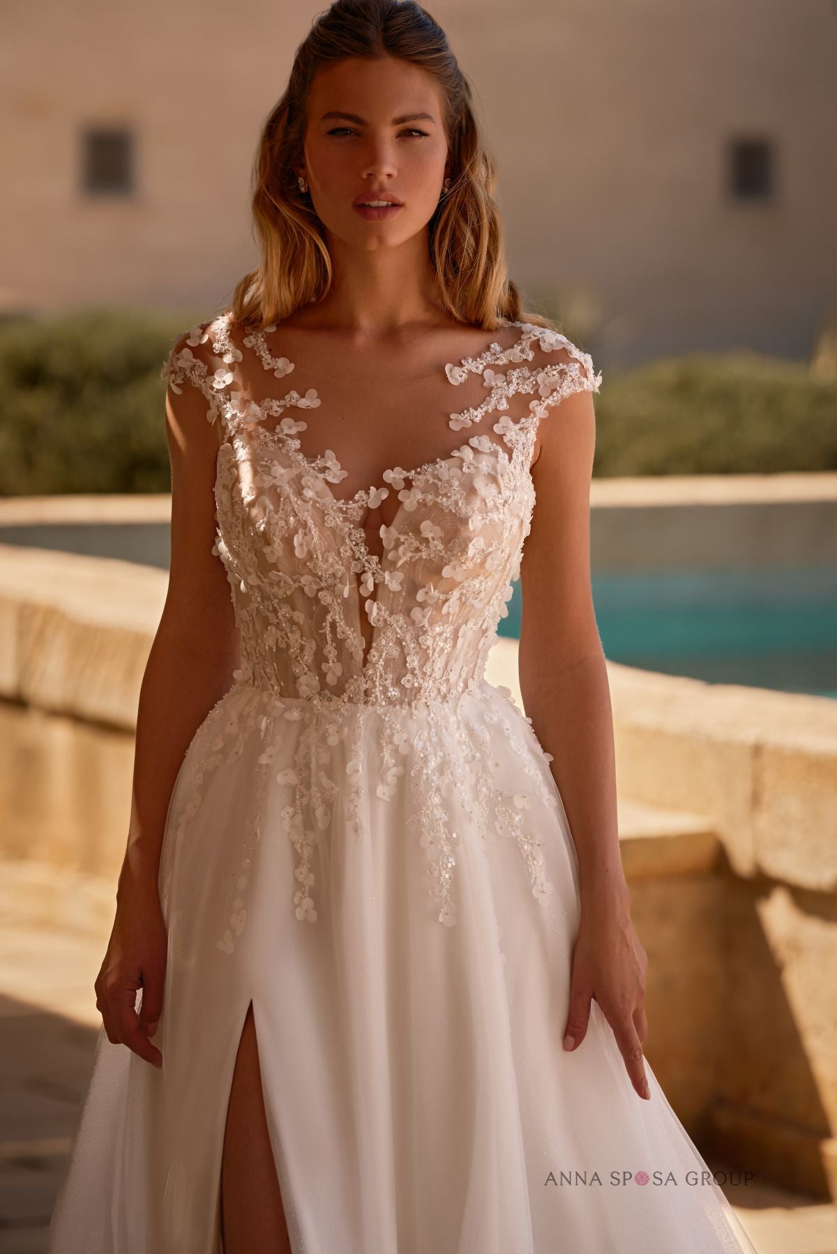 Robe de mariée Belmont – A-line tulle dentelle 3D & silhouette romantique