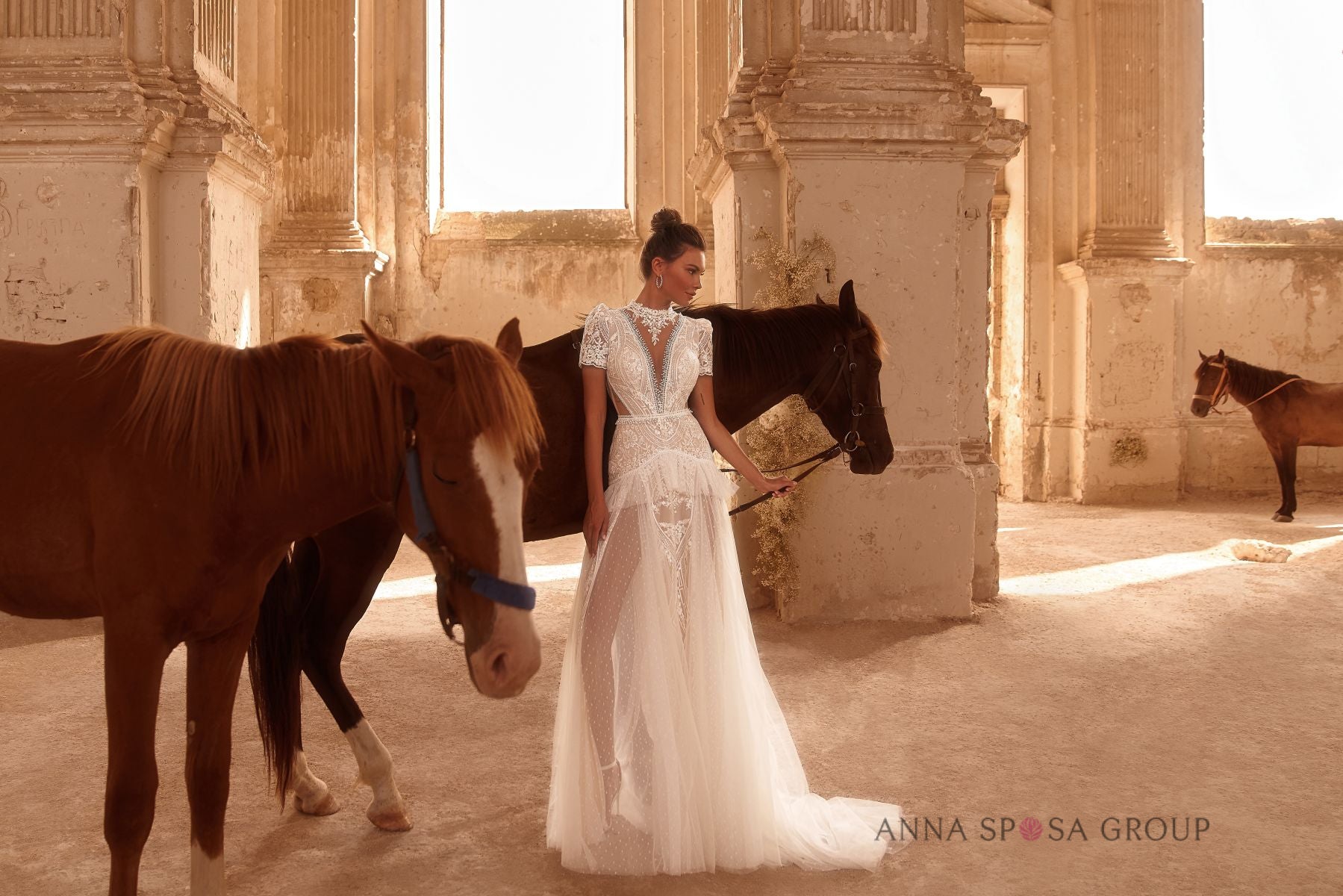 Robe de mariée Cordelia – Ligne A bohème en tulle plumetis et dentelle florale