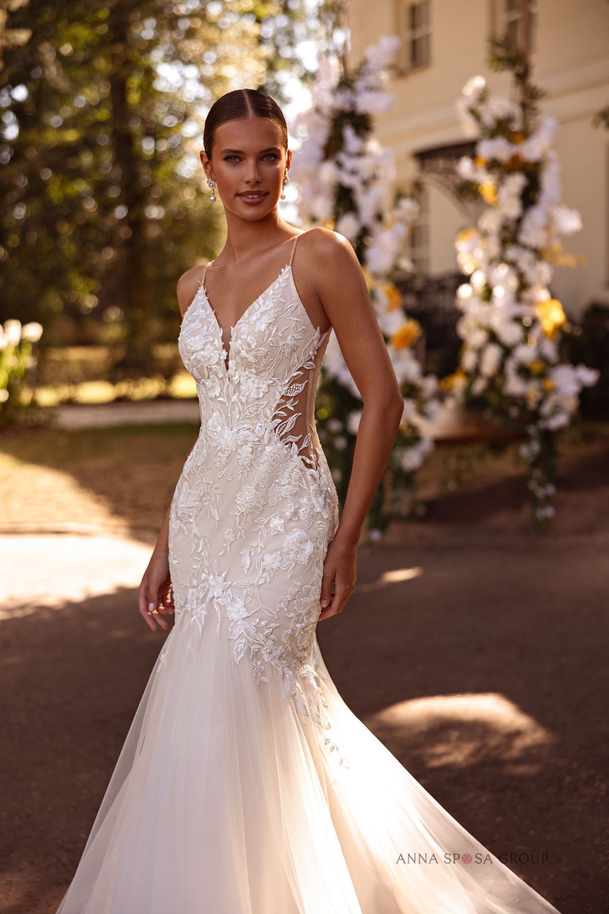 Robe de mariée Anna Sposa Frudia – Coupe sirène ivoire en dentelle florale et tulle