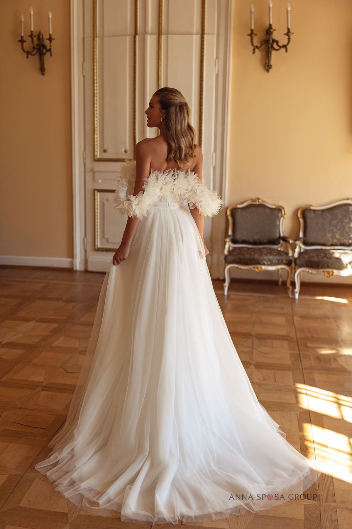 Robe de mariée Anna Sposa Gerardi – Robe princesse ivoire à bretelles amovibles en cascade