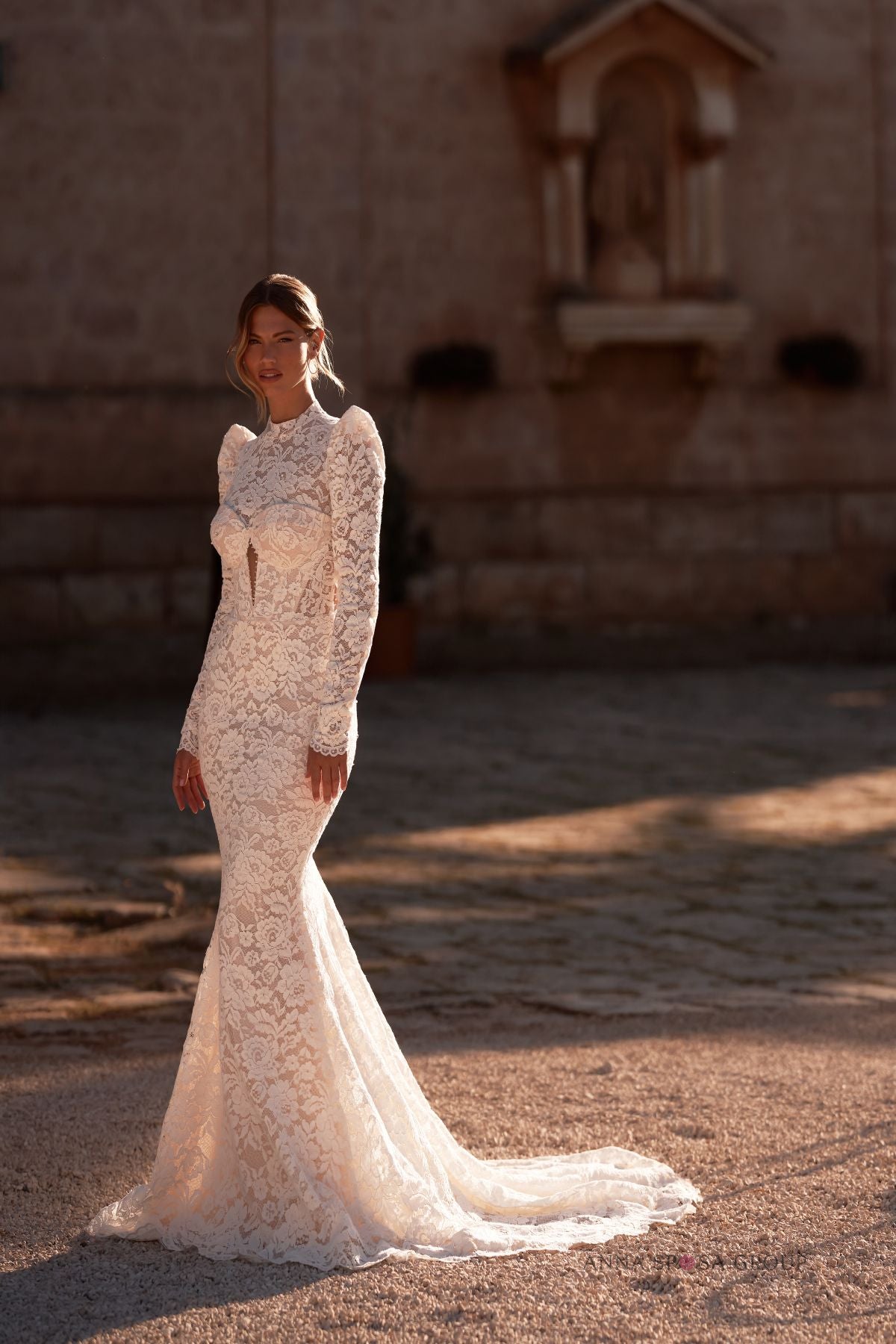 Robe de mariée Marvitta – Dentelle, manches longues & boléro amovible