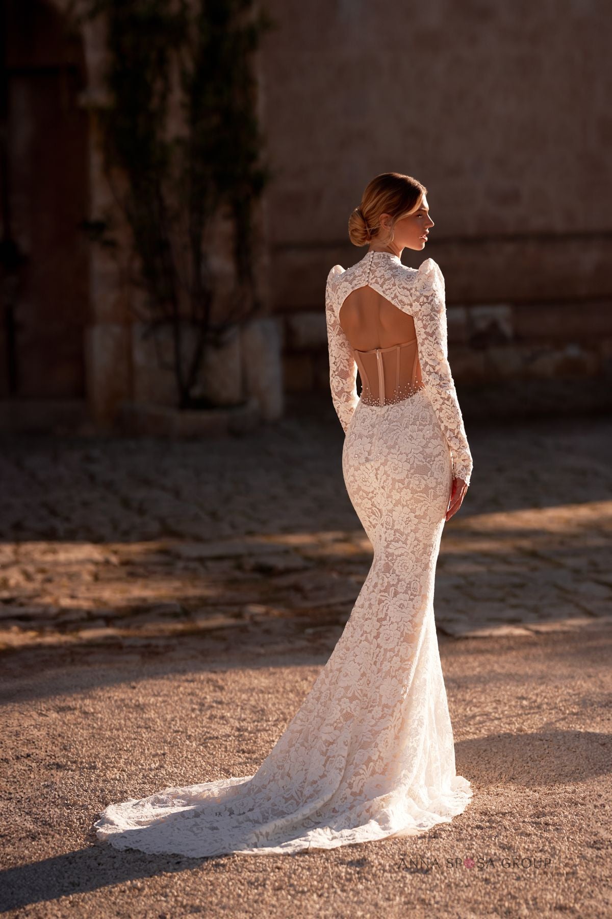 Robe de mariée Marvitta – Dentelle, manches longues & boléro amovible