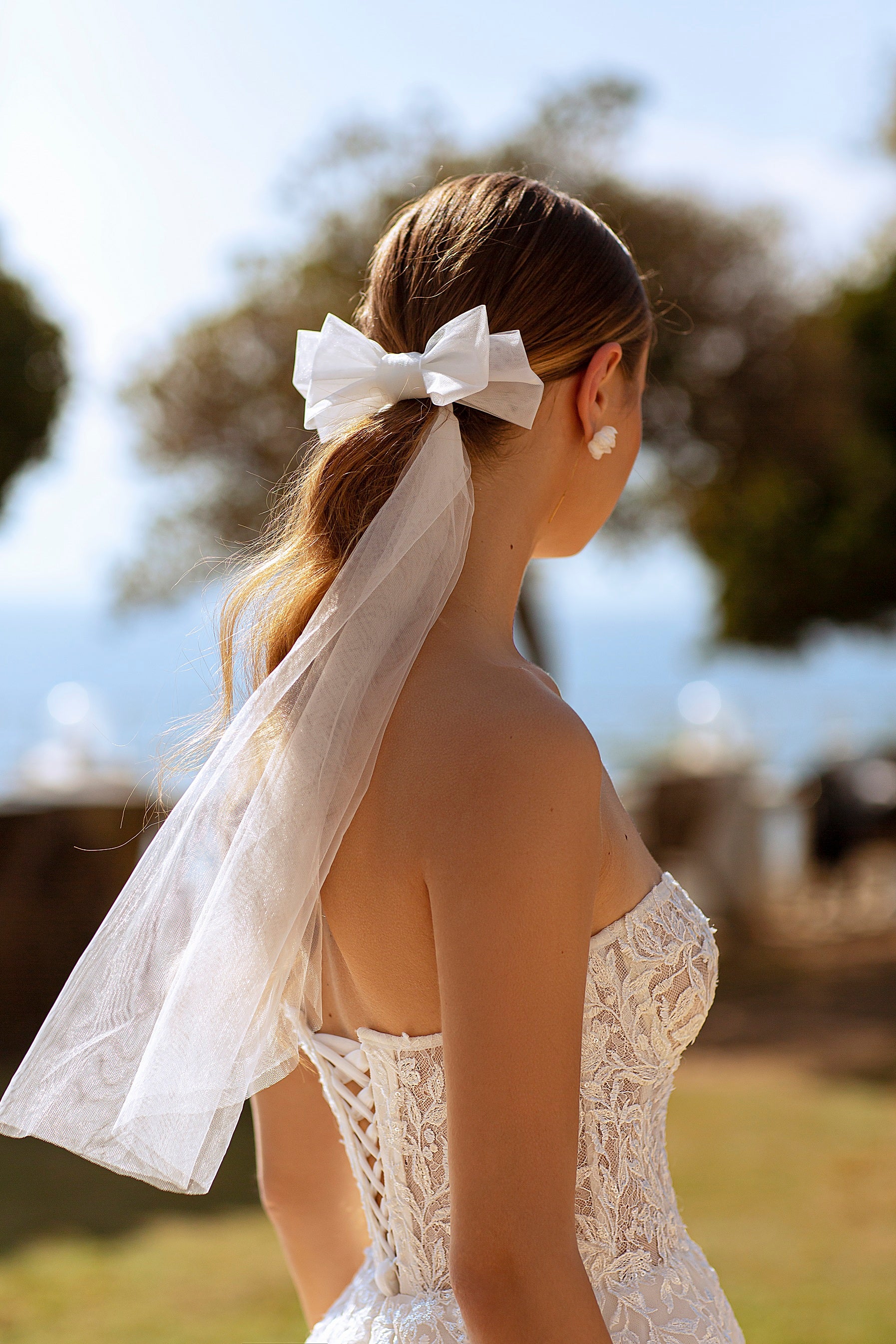 Robe de mariée Lady Di Bride 707 – Bustier cœur en dentelle, manches amovibles ballons